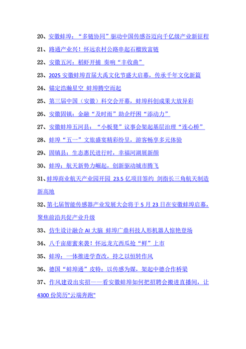 蚌埠2025年新闻稿件汇总